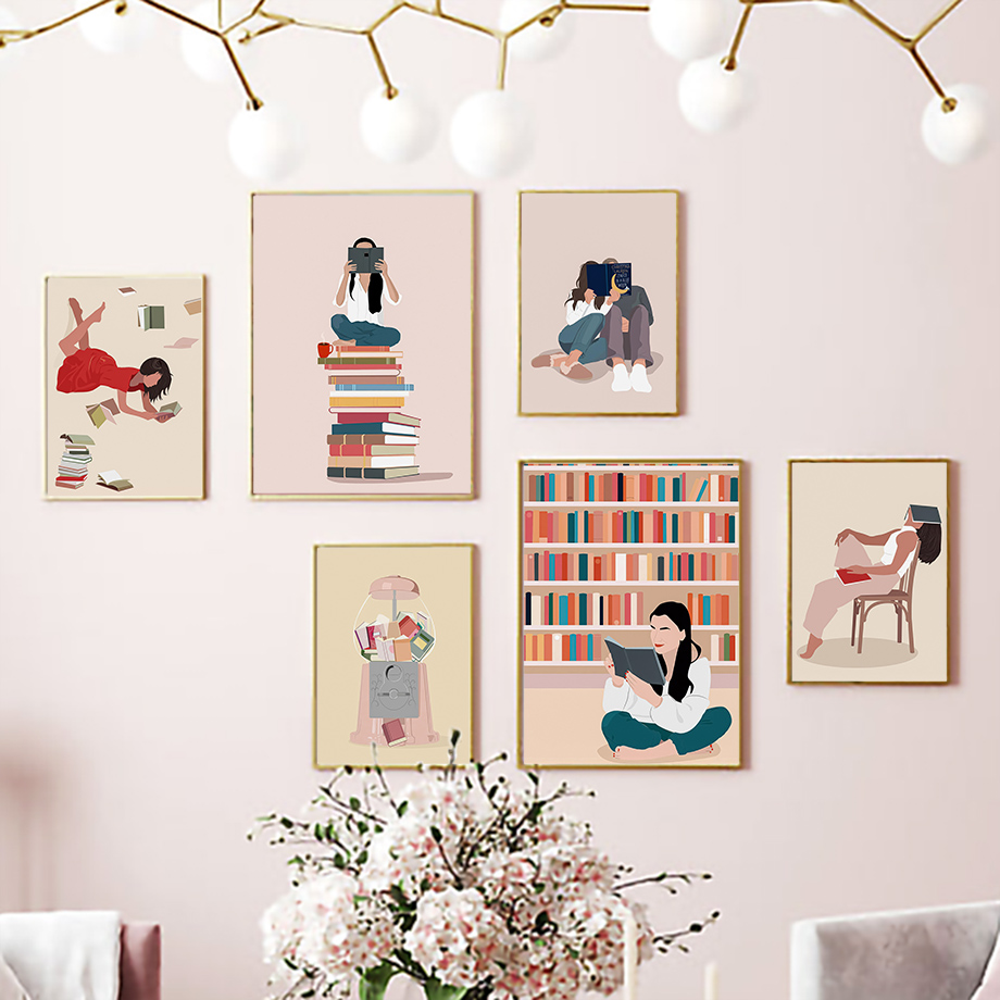 Art Book Illustration - Adoro leggere. Donne che leggono si