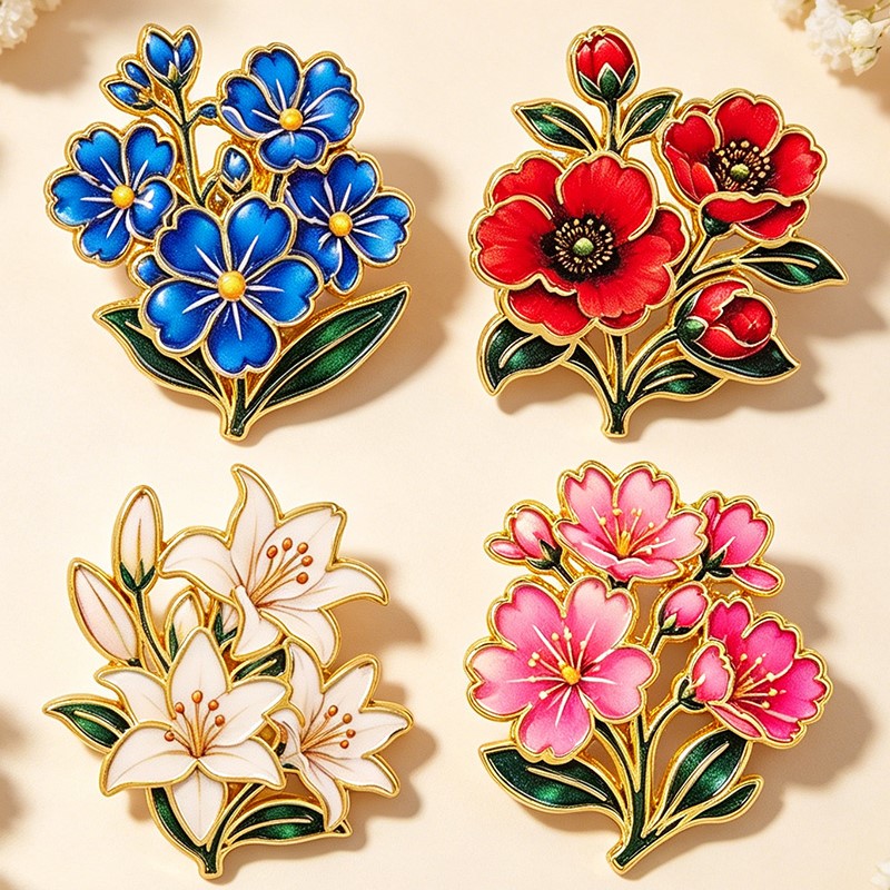 Spilla smaltata floreale vinta - Enamel Pin Set recensione e prezzo