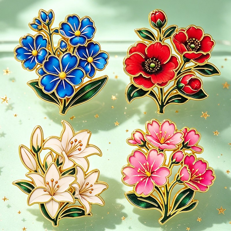Spilla smaltata floreale vinta - Enamel Pin Set recensione e prezzo